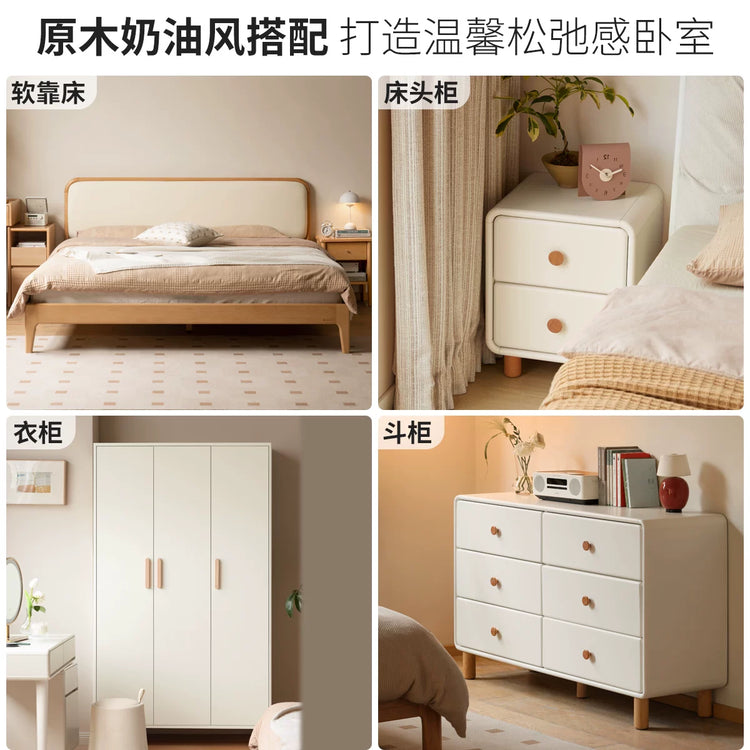 实木斗柜卧室奶油风抽屉柜简约白色储物柜小户型五边柜