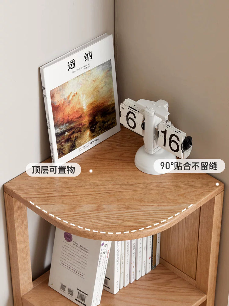 实木转角书架墙角置物架书柜多层收纳架落地三角柜