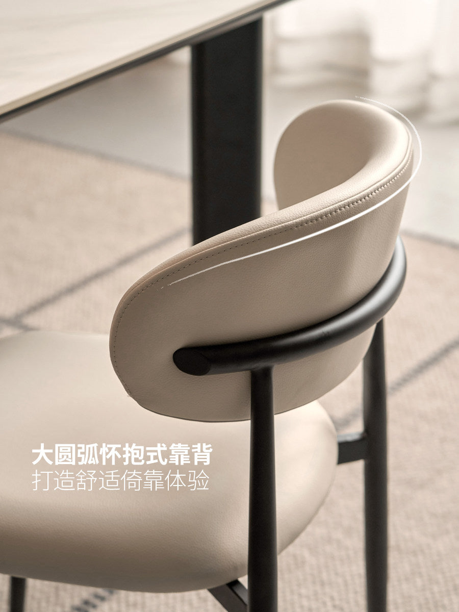 软包餐椅现代简约餐厅靠背椅铁艺休闲椅黑色餐桌椅子