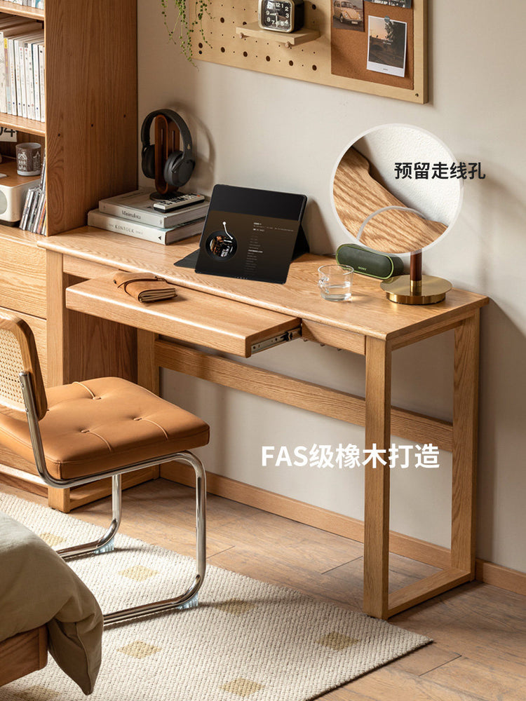 实木书桌书房伸缩写字桌卧室床边桌橡木窄桌办公桌