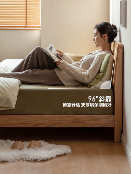 源氏木语实木床日式橡木小户型简约原木双人齐边床卧室家具大床