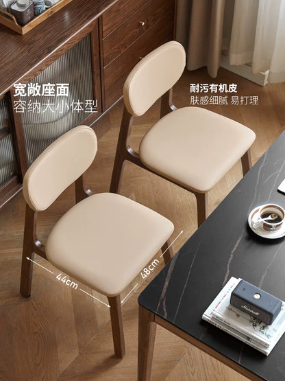 源氏木语实木餐椅简约黑胡桃木软包靠背书桌椅家用餐桌椅子梳妆椅