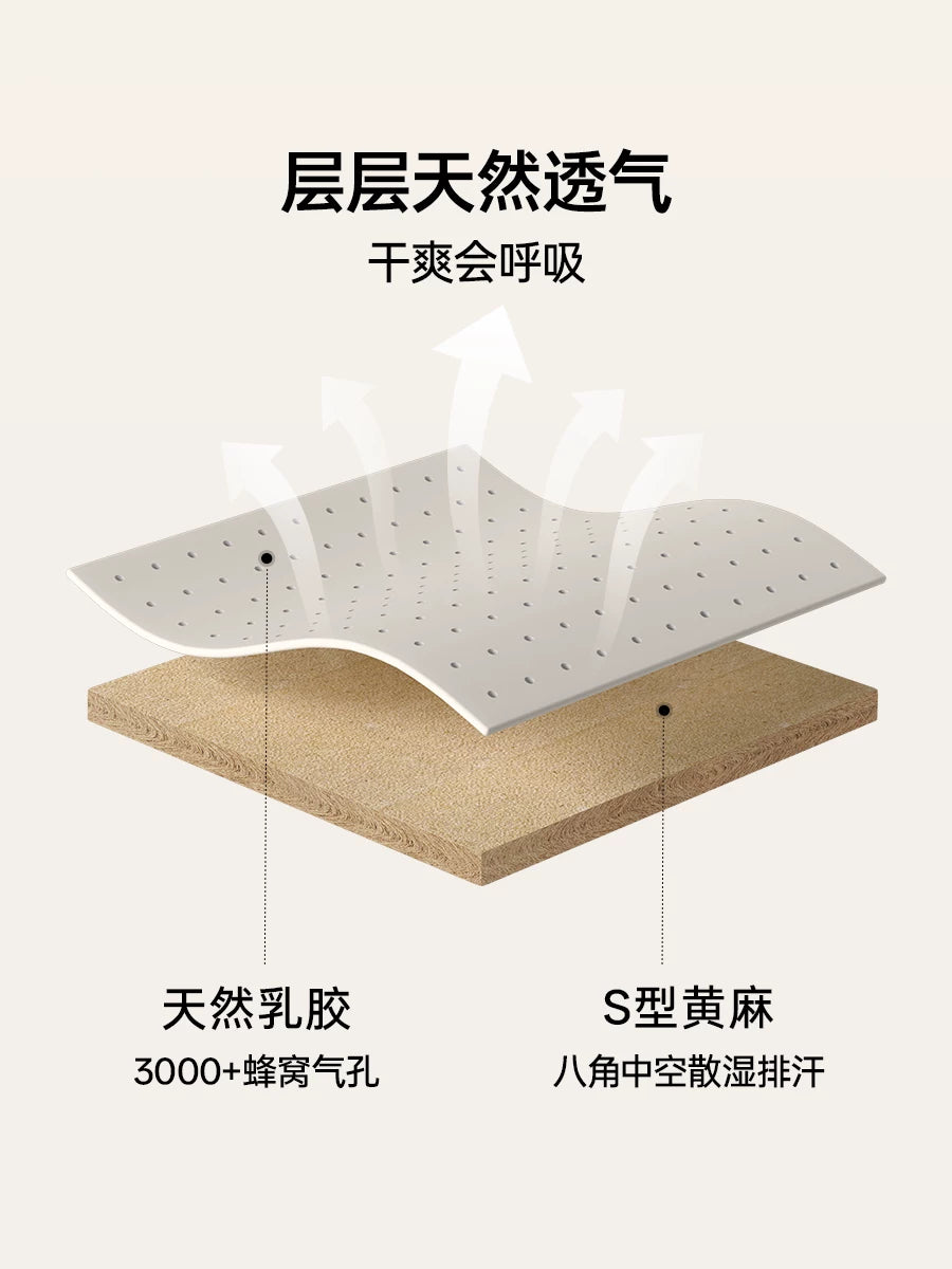 源氏木语天然乳胶0胶水床垫抗菌防螨黄麻硬垫家用卧室1.8米薄垫子