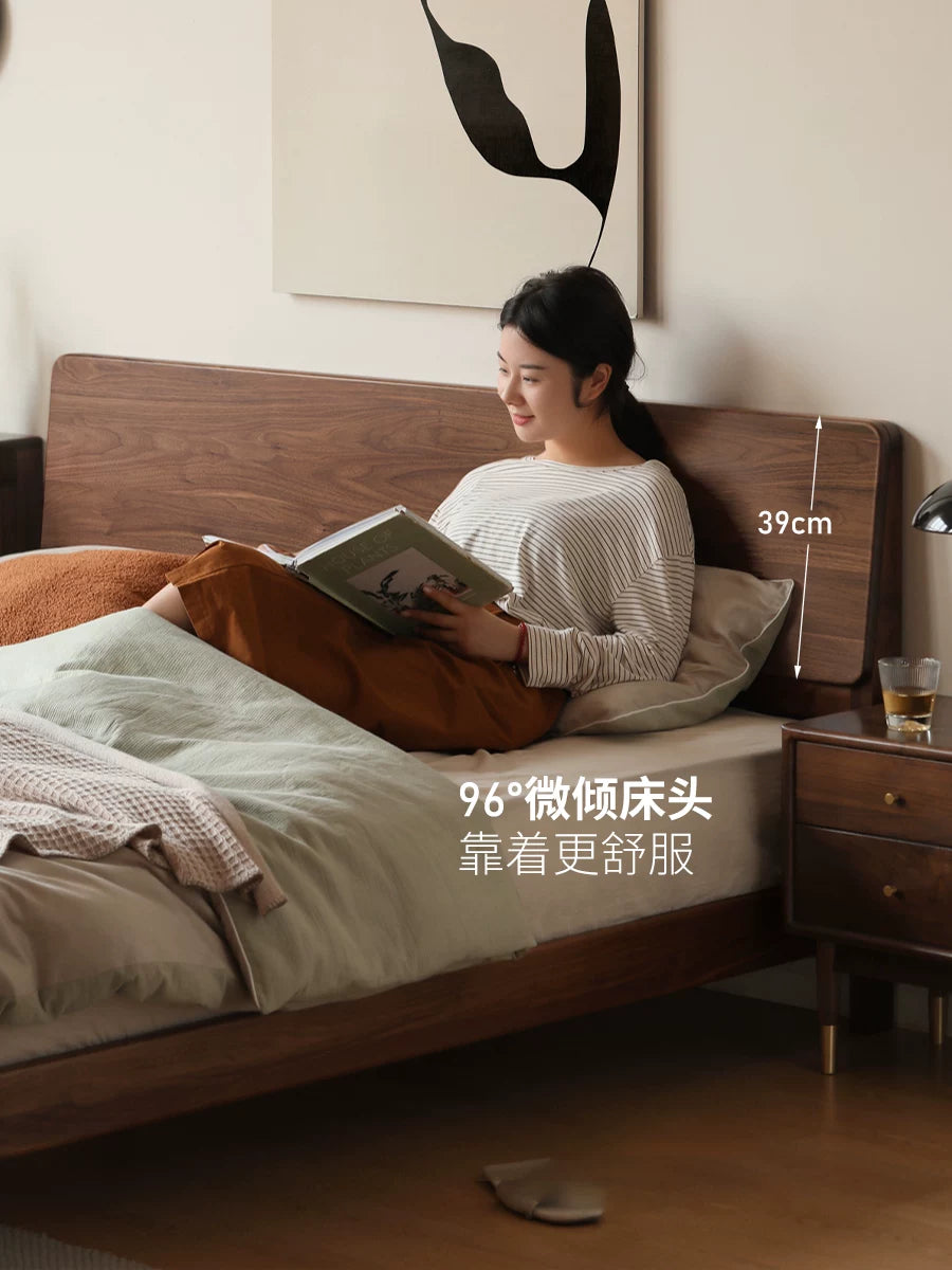 源氏木语全实木床北美黑胡桃木双人床现代简约主卧大床卧室家具