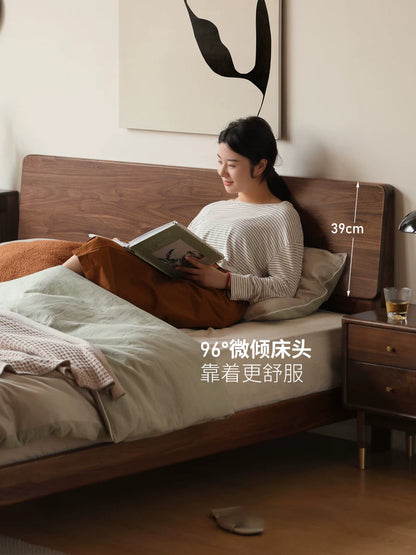 源氏木语全实木床北美黑胡桃木双人床现代简约主卧大床卧室家具