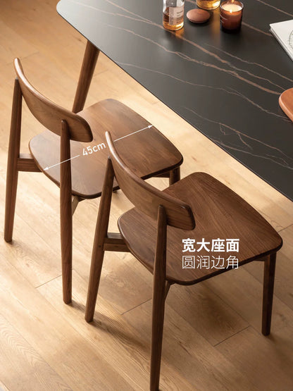 源氏木语实木餐椅北欧现代靠背椅黑胡桃木书房书桌椅家用餐厅椅子