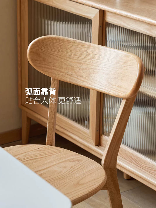 源氏木语实木餐椅北欧橡木靠背椅家用休闲椅现代简约餐厅吃饭椅子