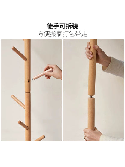 源氏木语实木挂衣架白蜡木衣帽架置衣架进门置物架北欧卧室衣架