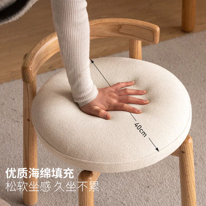 源氏木语实木旋转凳子现代简约软包化妆凳橡木圆凳家用靠背小板凳