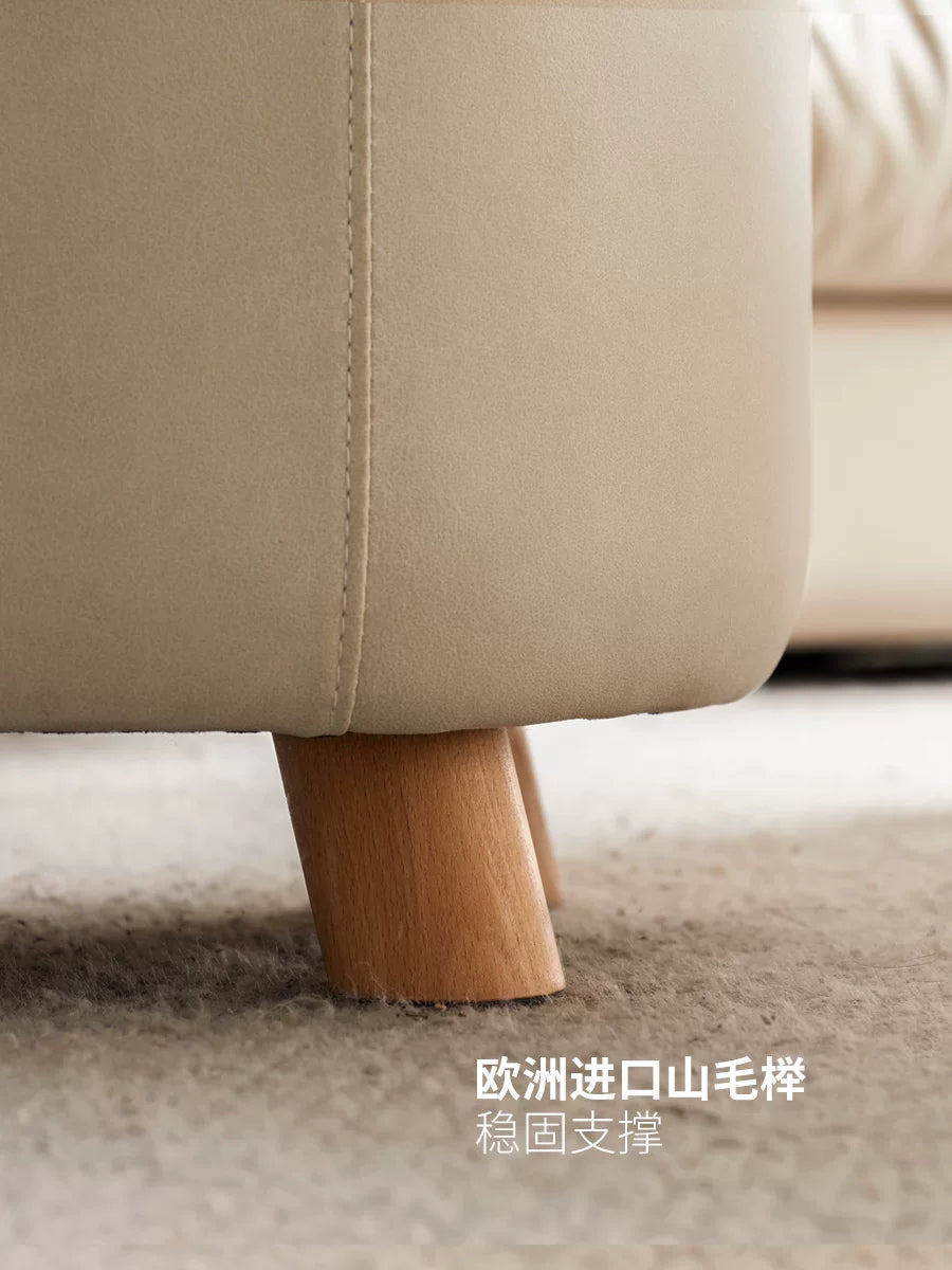 源氏木语实木凳子现代简约餐凳客厅门口换鞋凳家用科技布舒适圆凳