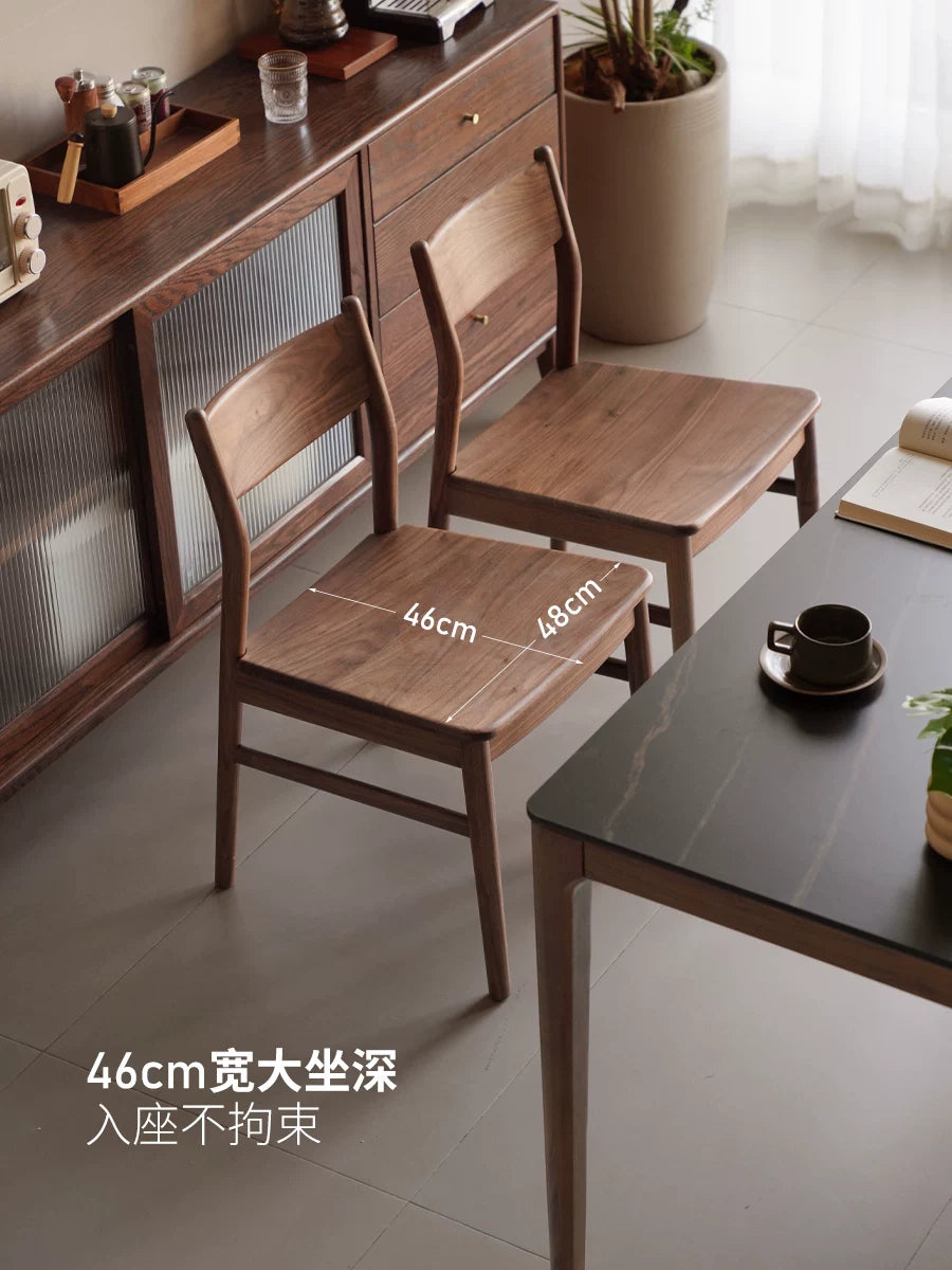 源氏木语实木餐椅餐厅黑胡桃木靠背椅复古原木餐桌椅家用吃饭椅子