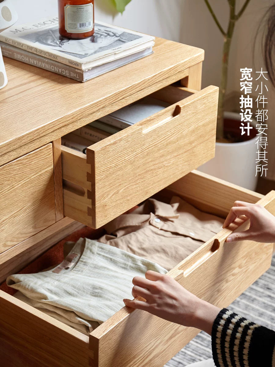 源氏木语纯实木五斗柜七斗柜橡木卧室电视柜家具简约抽屉储物柜子