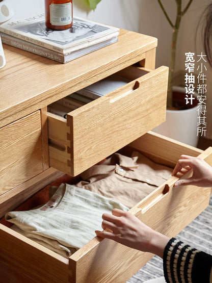 源氏木语纯实木五斗柜七斗柜橡木卧室电视柜家具简约抽屉储物柜子