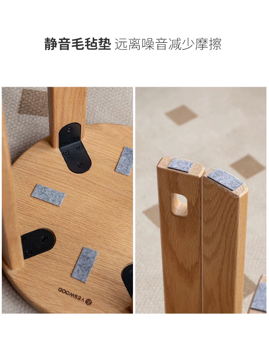 源氏木语实木叠叠凳餐厅家用现代简约凳子橡木组合圆凳餐凳板凳