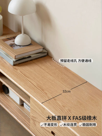 源氏木语实木电视柜现代简约橡木储物柜电视墙小户型客厅原木地柜