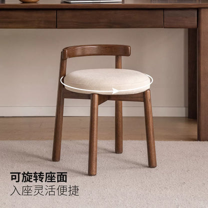 源氏木语实木旋转凳子现代简约软包化妆凳橡木圆凳家用靠背小板凳