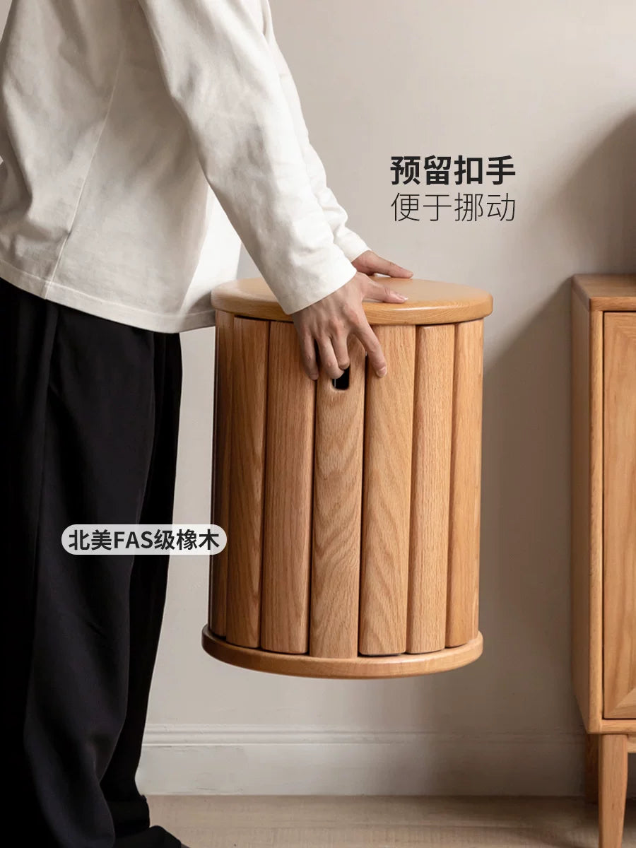 源氏木语实木叠叠凳餐厅家用现代简约凳子橡木组合圆凳餐凳板凳