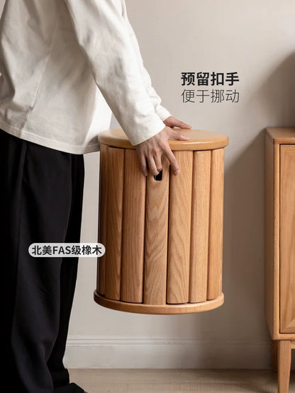 源氏木语实木叠叠凳餐厅家用现代简约凳子橡木组合圆凳餐凳板凳