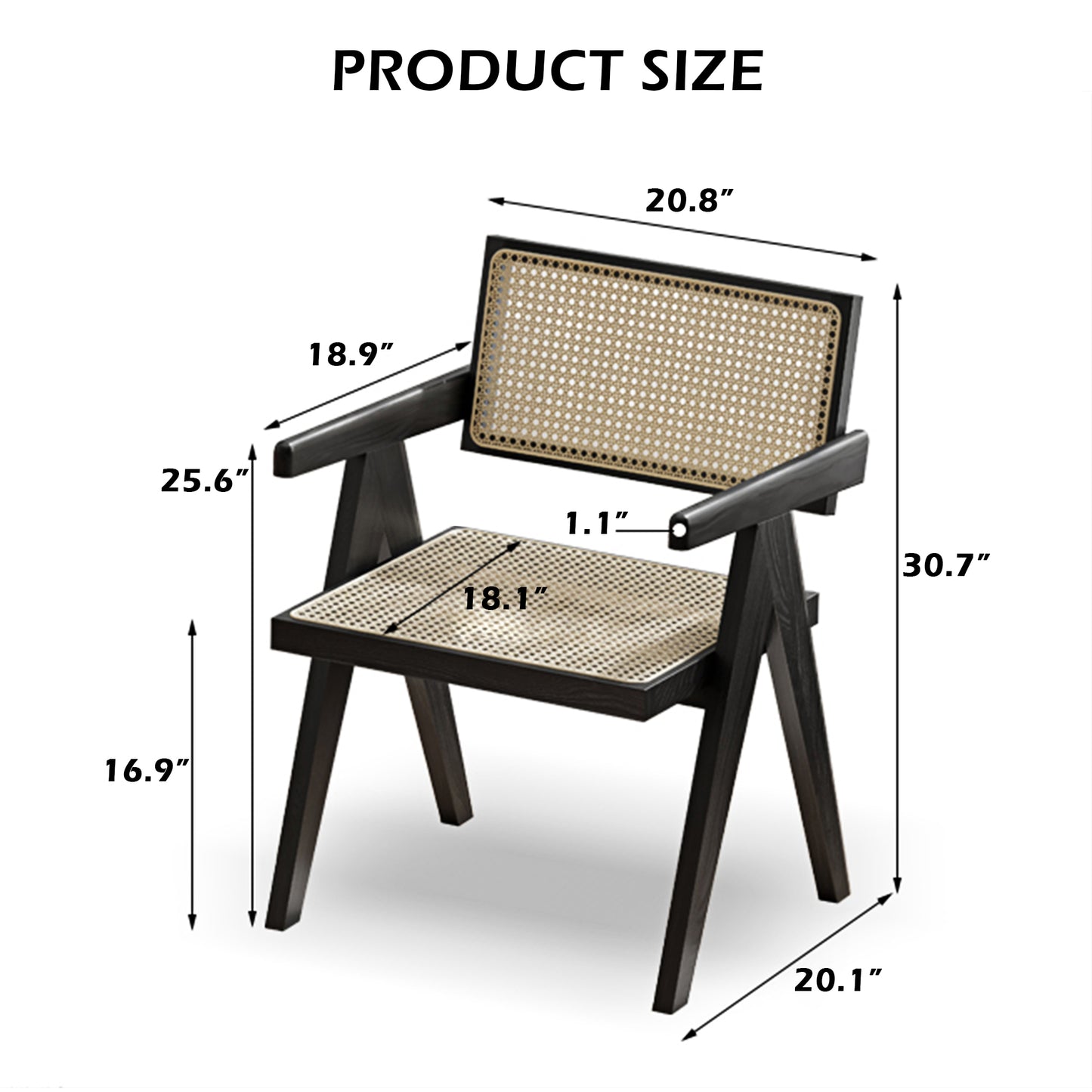 100% Solid Oak Smoked Chair Rattan Backrest (Black)