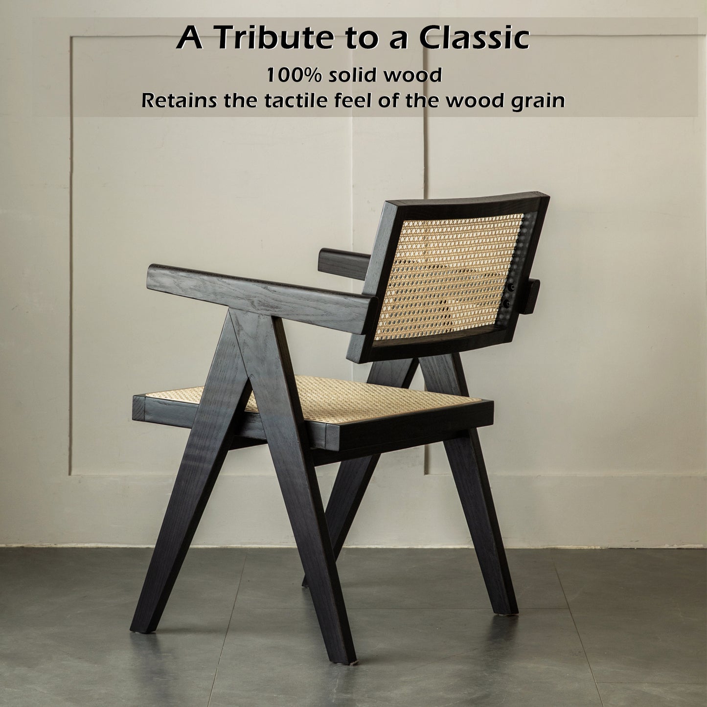 100% Solid Oak Smoked Chair Rattan Backrest (Black)
