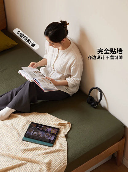 源氏木语实木床日式橡木小户型简约原木双人齐边床卧室家具大床