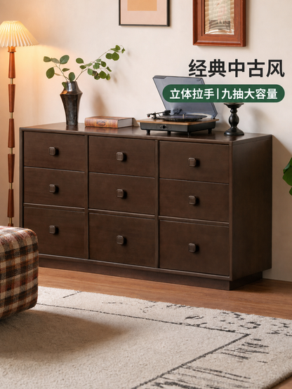 实木斗柜卧室复古中古风抽屉柜子小户型储物收纳柜