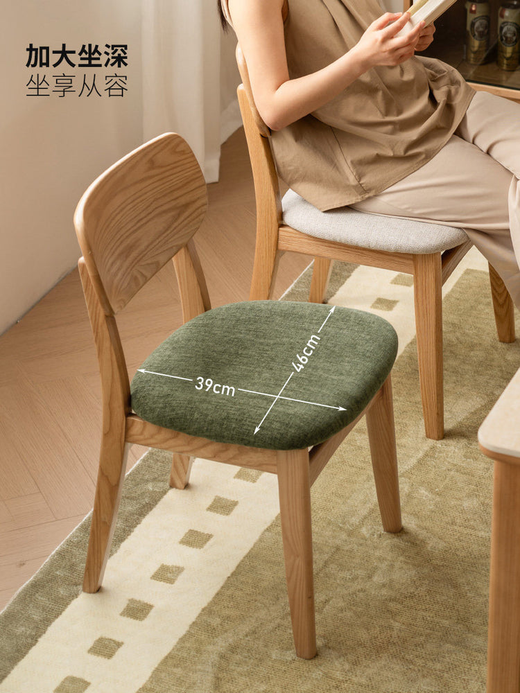 实木餐椅现代简约休闲椅餐厅橡木靠背椅原木风软包椅