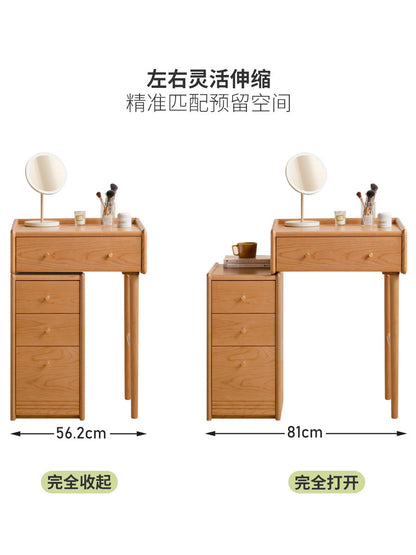 实木梳妆台柜子一体小户型伸缩化妆台卧室樱桃木化妆桌
