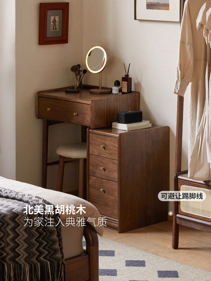 实木梳妆台柜子一体小户型伸缩化妆台卧室黑胡桃木化妆桌