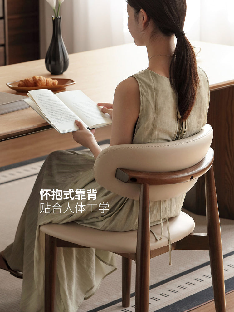 实木餐椅黑胡桃木餐厅软包椅休闲靠背椅简约吃饭椅子