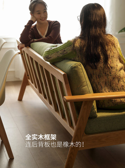 布艺沙发日式小户型客厅实木简约现代橡木三人位沙发