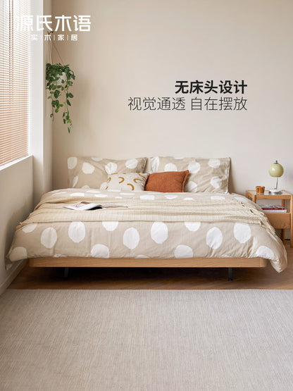 实木床橡木卧室齐边悬浮床无床头榻榻米简约小户型双人床