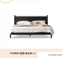 全实木床现代简约黑色复古双人床卧室大床橡木家具