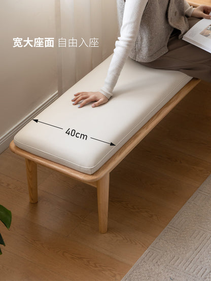 实木长凳现代简约橡木床尾凳休闲长条凳原木软包凳子