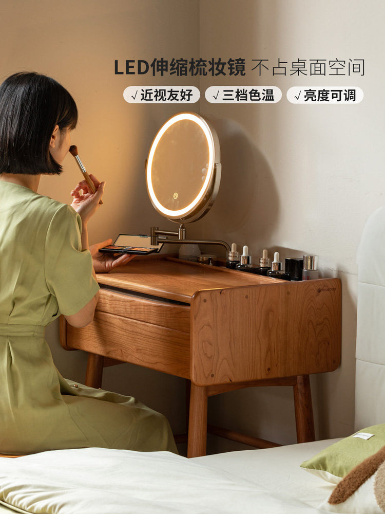 实木化妆桌小户型卧室化妆台现代简约樱桃木梳妆台