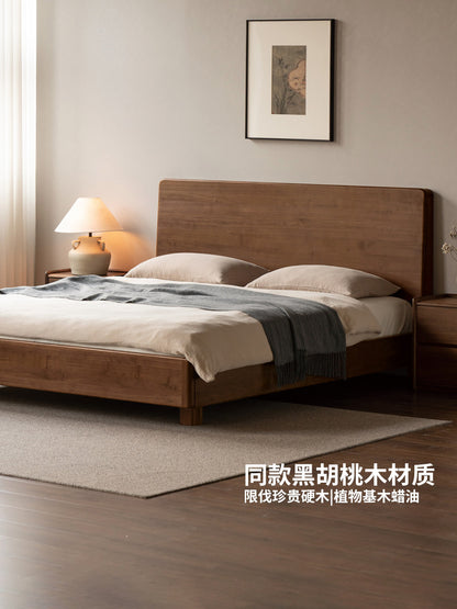 实木床现代简约樱桃木大板床多功能夜光床卧室双人床
