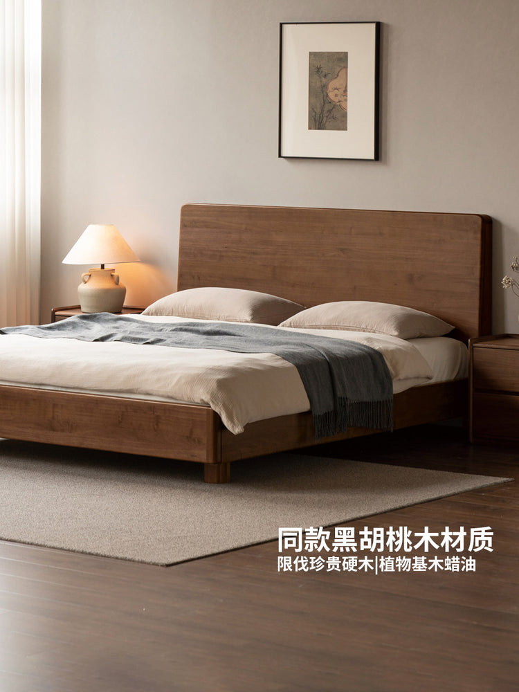 实木床现代简约樱桃木大板床多功能夜光床卧室双人床