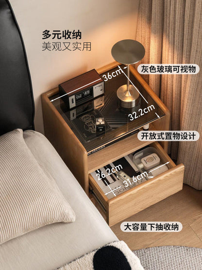 实木床头柜现代简约储物柜卧室白蜡木小柜子收纳柜