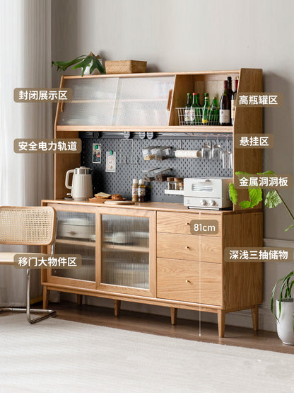 北欧实木餐边柜一体高柜现代简约储物柜橡木茶水柜