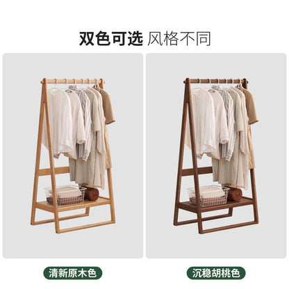 全实木挂衣架北欧简约橡木客厅置物架卧室落地衣帽架