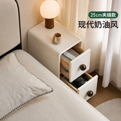 实木床头柜现代简约收纳柜卧室夹缝柜子白色储物柜