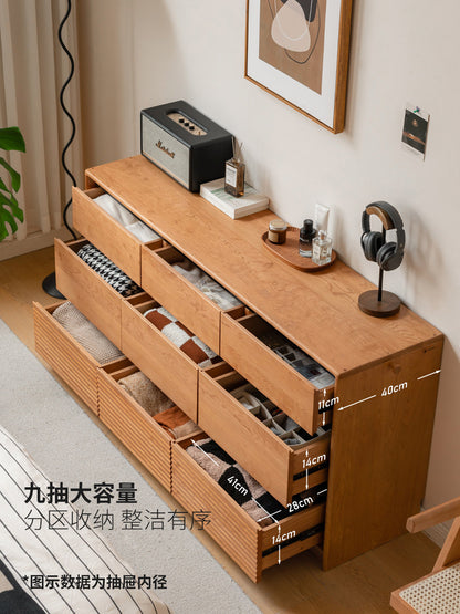 实木斗柜中古风床尾柜卧室樱桃木五边柜简约储物柜