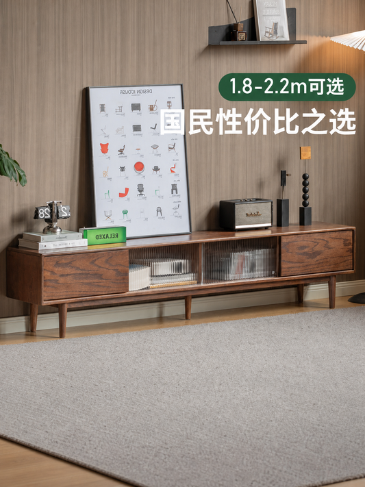 实木电视柜现代简约地柜客厅小户型胡桃色收纳储物柜