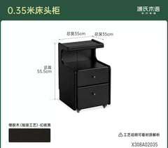 实木床头柜卧室现代简约黑色储物柜床边多功能收纳柜