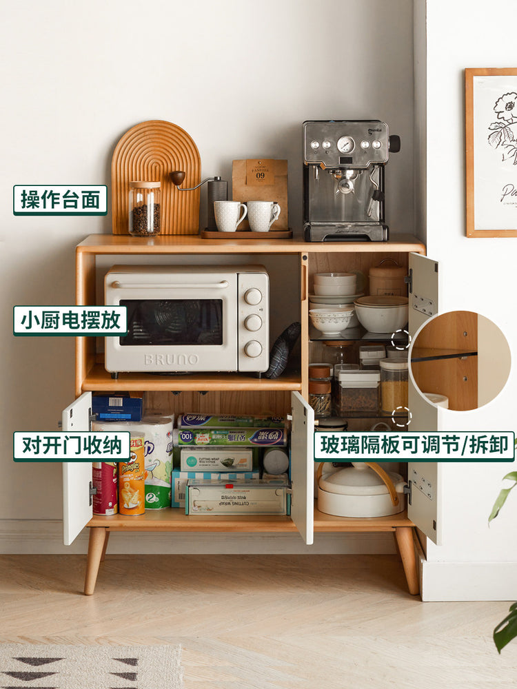实木餐边柜白色储物柜日式简约小柜子厨房墙边置物柜