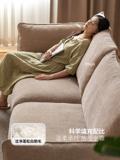 实木现代简约橡木歌德布艺沙发客厅三人位原木沙发
