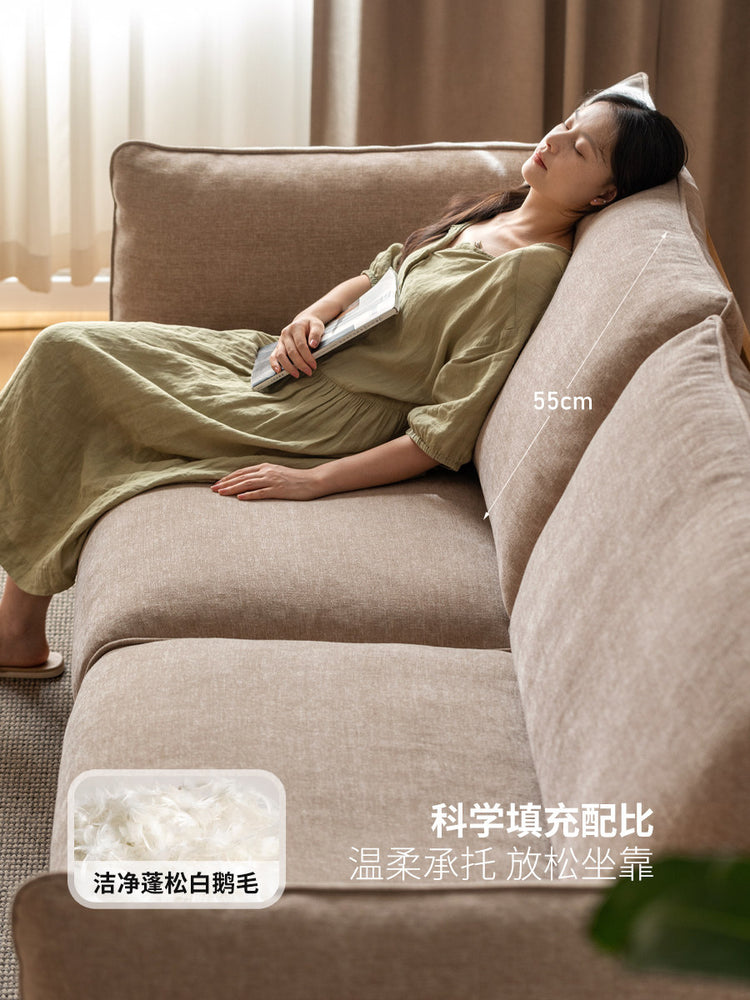 实木现代简约橡木歌德布艺沙发客厅三人位原木沙发
