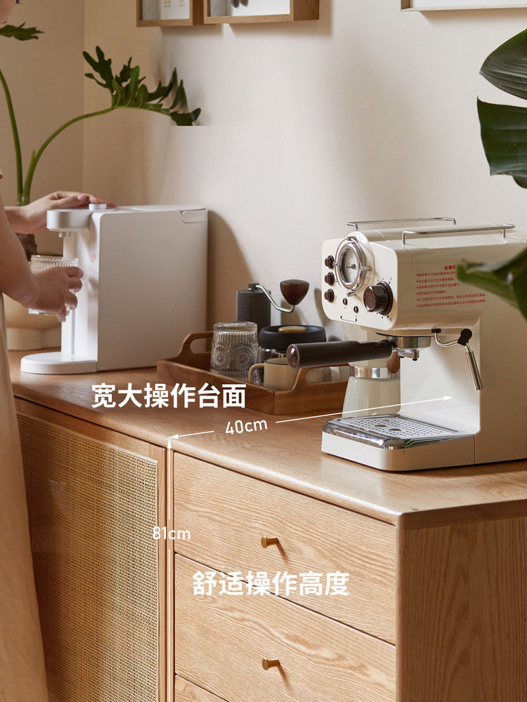 实木餐边柜藤编储物柜现代简约置物架靠墙茶水柜收纳柜