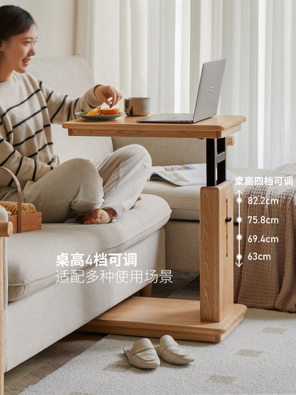 实木手动升降桌可移动书桌沙发小边几现代简约折叠桌