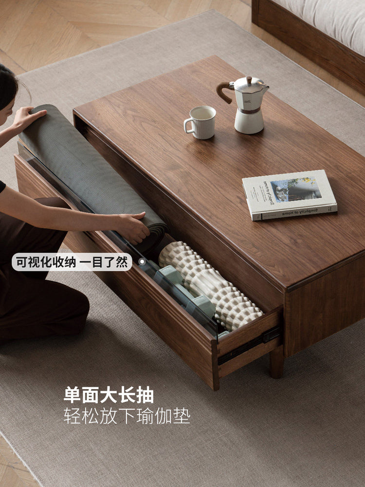 实木茶几意式轻奢黑胡桃木茶台客厅长方形小户型茶桌